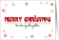Merry Christmas for Daughter snowflake border on white with reflection card