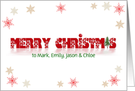 Merry Christmas Customized Name With Snowflake Border card