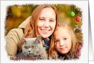Happy Holidays- Christmas snowflake photo card with ornament card