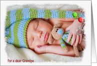 Grandpa’s Christmas-snowflake and pine photo card with ornaments card