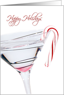 Happy Holidays Cocktail with Candy Cane for Friend card