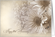 11th Wedding Anniversary-daisy bouquet in sepia tones and texture card