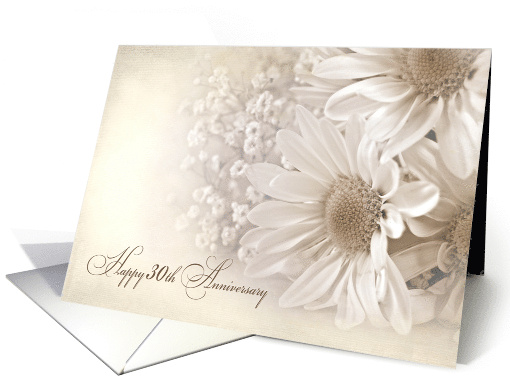30th Wedding Anniversary Daisy Bouquet In Sepia Color card (1189098)