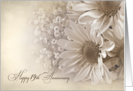 19th Wedding Anniversary-daisy bouquet in sepia tone and texture card