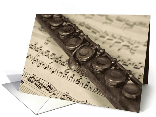 Blank Card old flute on sheet music card (1190108)