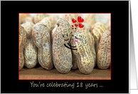 18th Wedding Anniversary peanuts with red hearts card