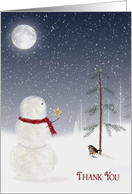 Christmas Gift Thank You with Snowman and Gold Star in Snowflakes card