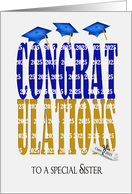 2024 Graduation For Sister in Blue and Gold School Colors card