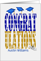 Graduation 2024 Custom Name in Blue and Gold School Colors card