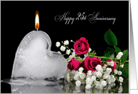 25th Anniversary for spouse-melting ice heart with flame and roses card