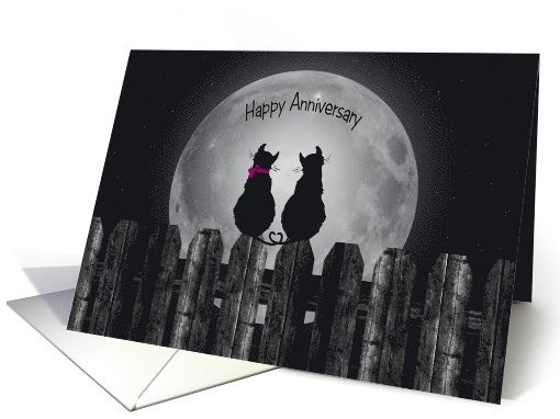 Anniversary for couple, silhouette of cats on a fence... (1220660)