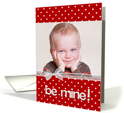 Valentine's Day polka dot photo card with bow-like border card