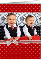Grandma’s Birthday-polka dot photo card with bow-like border card