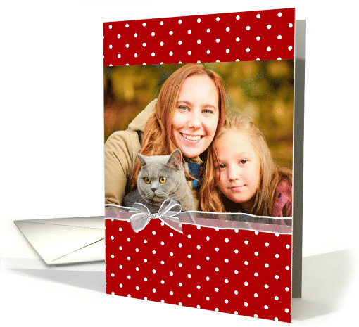 Birthday polka dot photo card with bow-like border card (1224074)