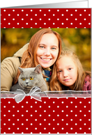 Birthday polka dot photo card with bow-like border card