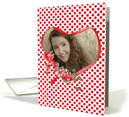 Miss You Valentine heart ribbon like bouquet on polka dot... (1225896)