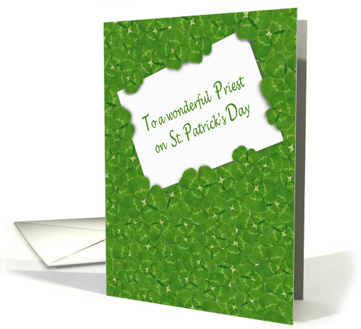 St. Patrick's Day for priest, white card in layers of shamrocks card