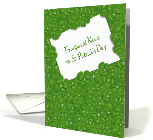 for Niece on St. Patrick's Day white card in shamrock leaves card