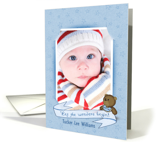 Baby Boy Announcement photo card with custom name card (1237556)