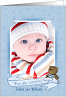 Baby Boy Announcement photo card with custom name card