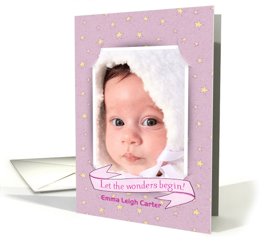 Baby Girl Announcement photo card with custom name card (1237558)