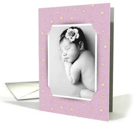 Baby Girl Congratulations photo card with slit-like corners card