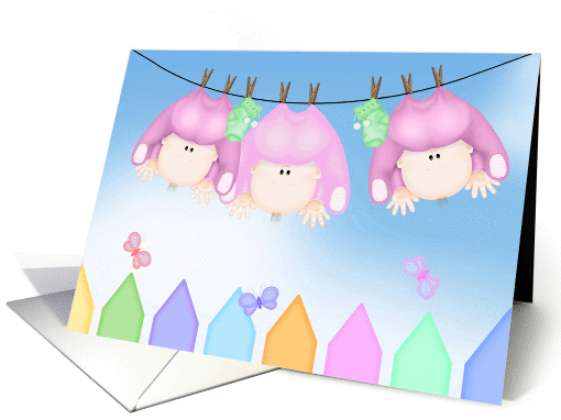Triplet Girl Baby Shower invitation-baby girls pinned to... (1237590)