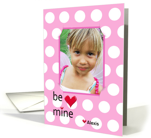Grandma's Valentine's Day-polka dot photo card with custom name card