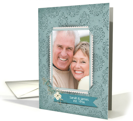 Glitter Damask Photo Card Frame for Anniversary Party card (1239720)