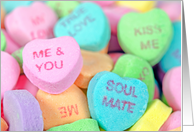 Valentine’s Day for Husband close up of candy hearts card