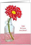 Name Specific Birthday-red and white polka dot daisy in vintage bottle card
