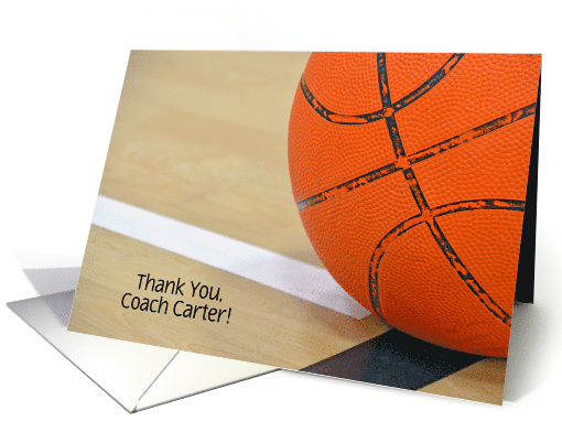 Thank You to Basketball Coach basketball with customized name card
