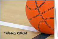 Thank You to Basketball Coach-close up of a basketball card