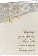 50th Wedding Anniversary For Couple, Starfish On Beach card