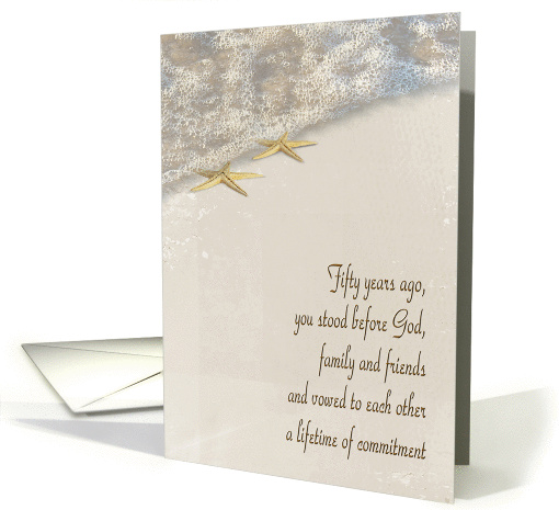 50th Wedding Anniversary for Parents-starfish in ocean surf card