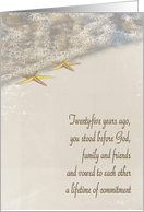 25th Wedding Anniversary for Parents-starfish in ocean surf card