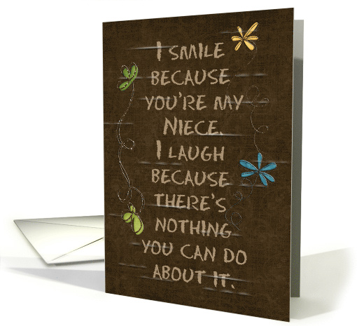 Birthday for Niece, dark brown cracked background with flowers card