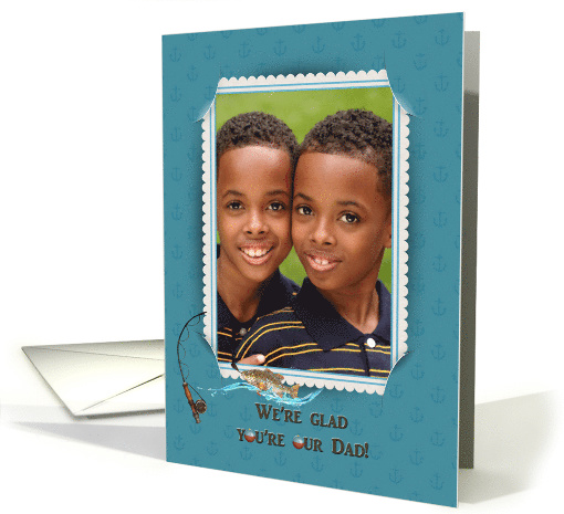 Father's Day from kids, photo card with fishing pole and fish card