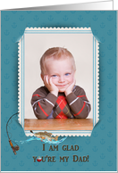 Father’s Day fishing theme photo card with pole and fish in water card