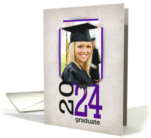 Purple 2024 Graduation Photo Frame Party Invitation card (1261474)