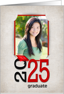 2025 Graduation Red Cap On Slit Corner Photo Frame card