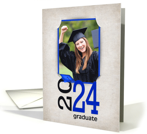 2024 Graduation Congratulations Blue Slit Corner Photo card (1261558)