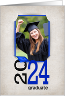 2024 Graduation Congratulations Blue Slit Corner Photo Card