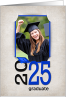 2025 Graduation Congratulations Blue Slit Corner Photo Card