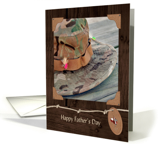 Father's Day for Grandpa-fishing hat with fly in vintage frame card