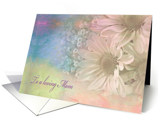 Mother's Day daisy bouquet with pastel watercolor overlay card