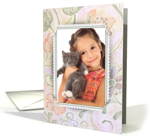 Birthday photo card with corner slit frame on pastel... (1265342)