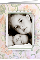 Grandma’s Birthday photo card with corner slit frame on floral paper card
