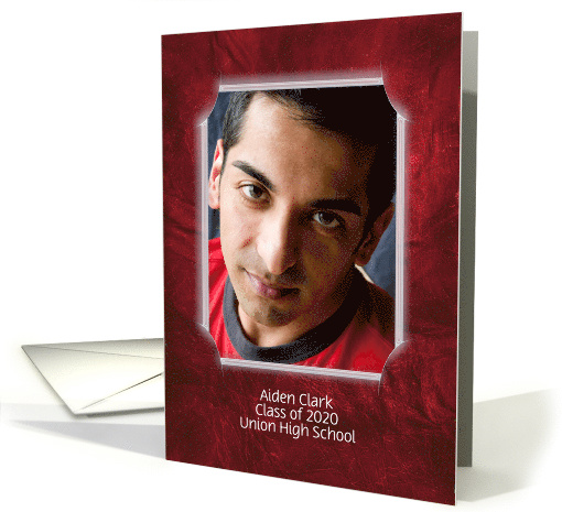 Graduation invitation photo card-red leather... (1271720)