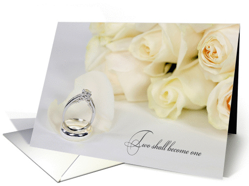 Wedding Congratulations-diamond ring on white rose petal... (1280238)